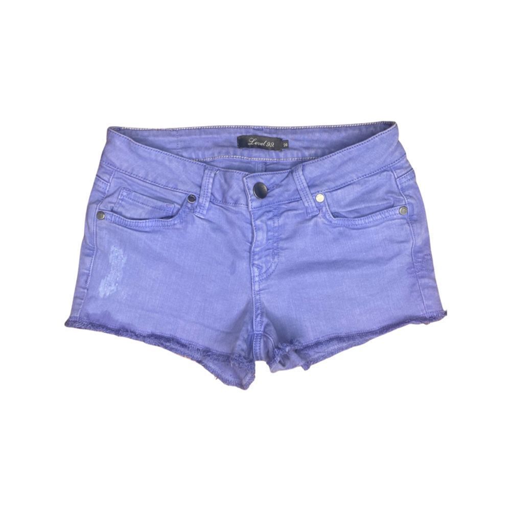 Level 99|| purple distressed denim shorts